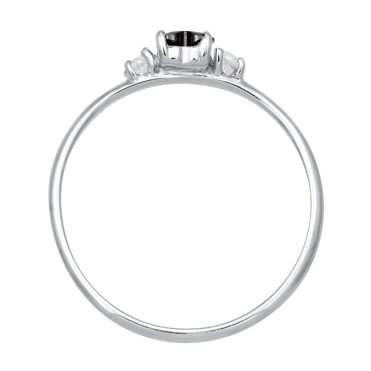 Silber - Elli | Ring Herz | Zirkonia (Schwarz) | 925 Sterling Silber