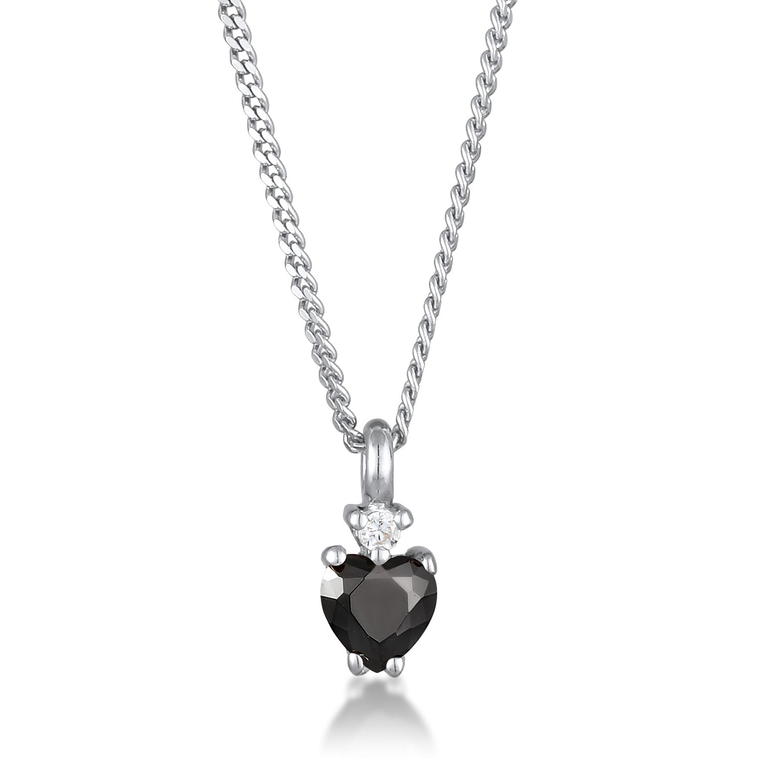 Silber - Elli | Herz Halskette | Zirkonia (schwarz) | 925 Sterling Silber