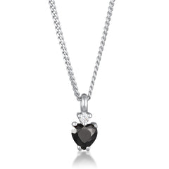 Silber - Elli | Halskette Herz | Zirkonia (Schwarz) | 925 Sterling Silber