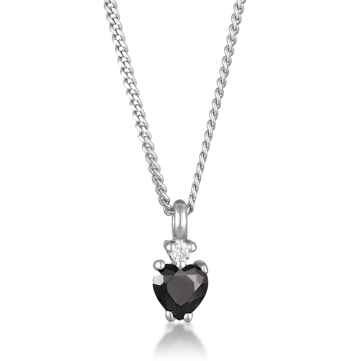 Silber - Elli | Halskette Herz | Zirkonia (Schwarz) | 925 Sterling Silber