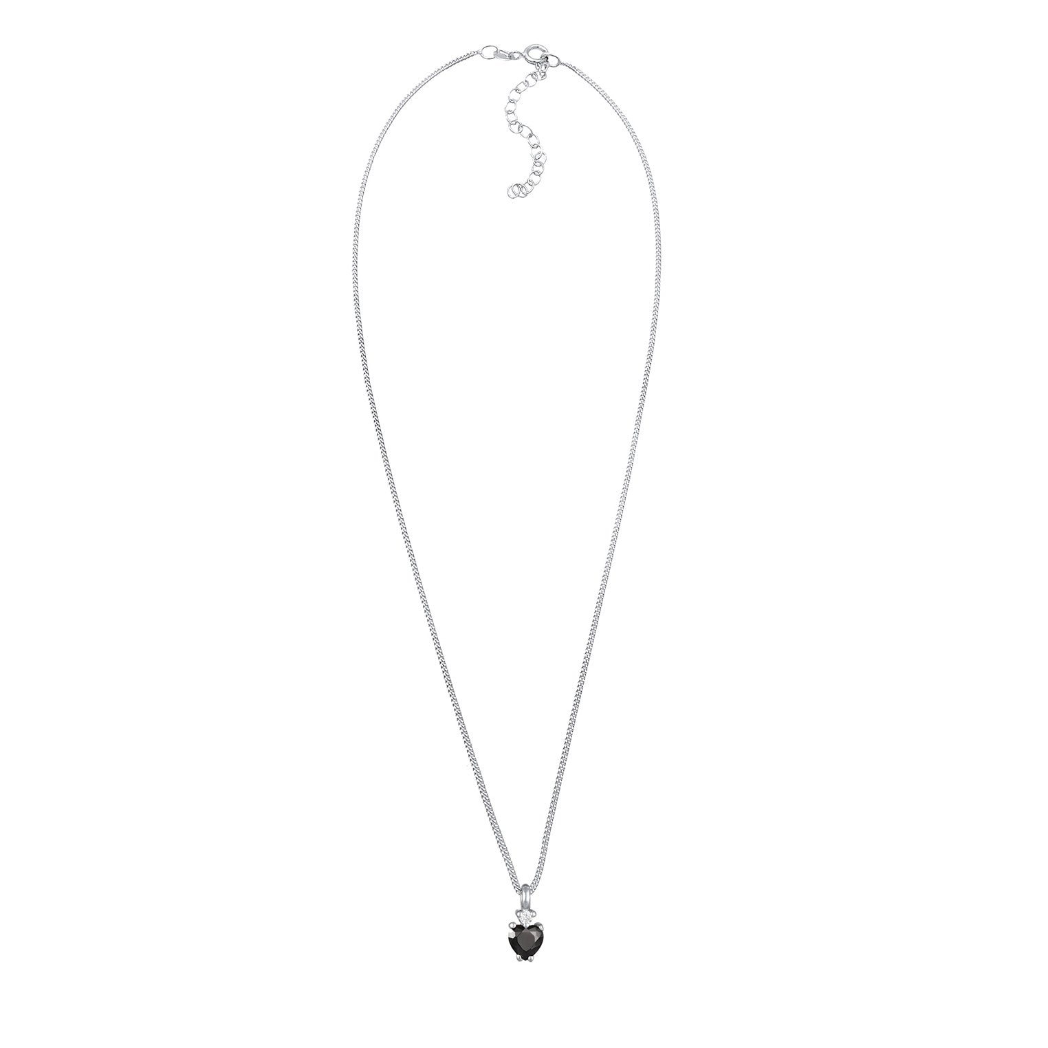 Silber - Elli | Halskette Herz | Zirkonia (Schwarz) | 925 Sterling Silber