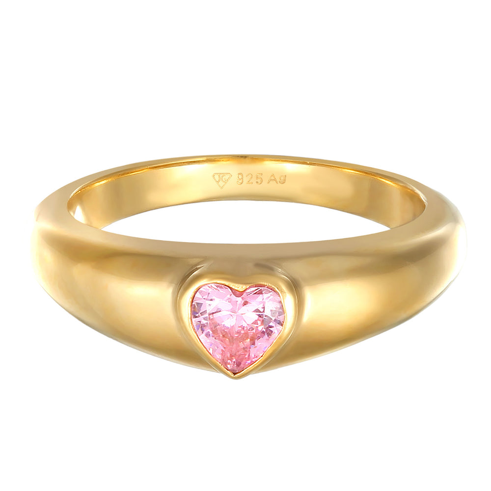 Band ring heart | Zirconia (Red)