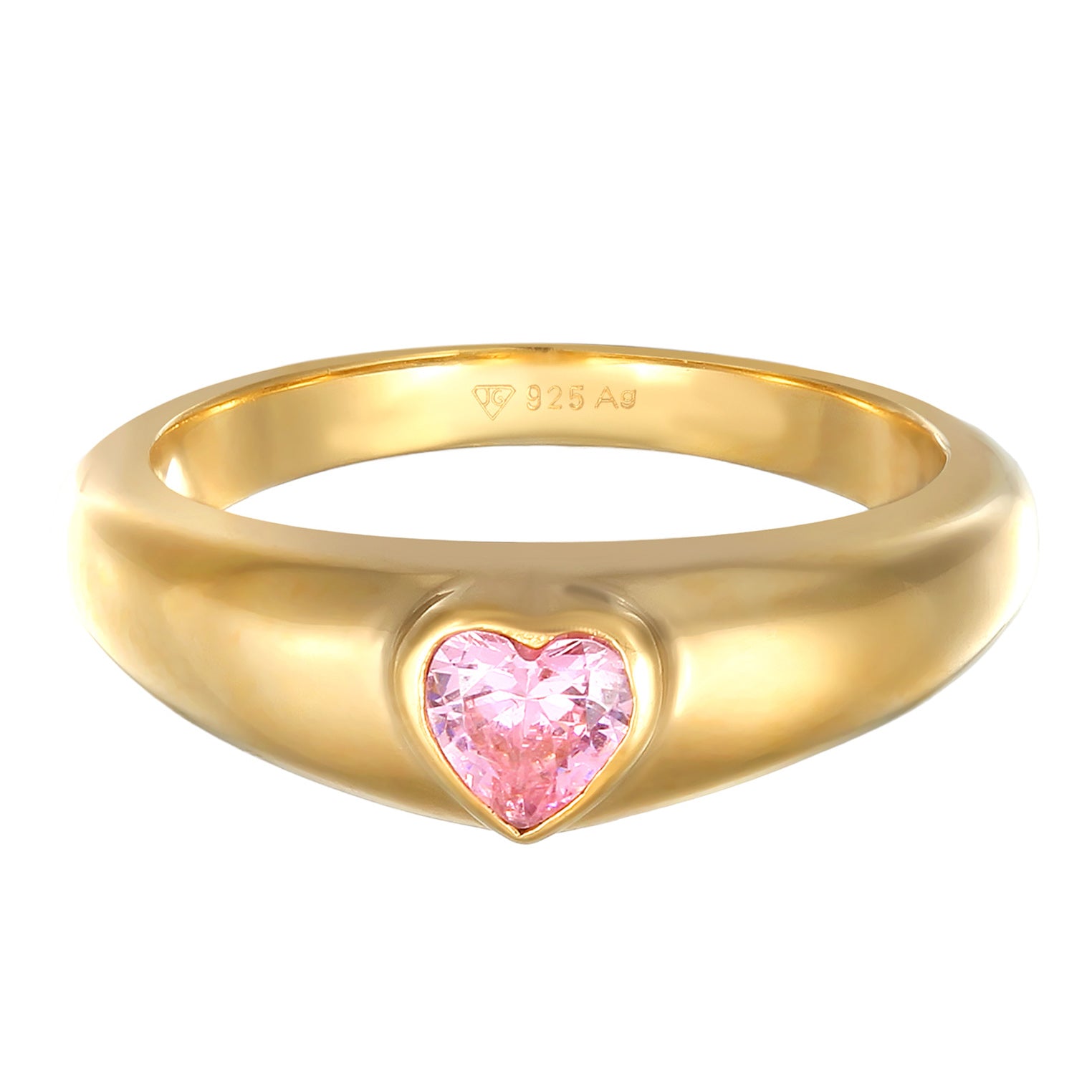 Pink - Elli | Siegelring Herz | Zirkonia (Pink) | 925 Sterling Silber
