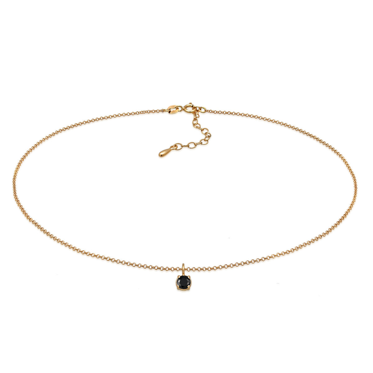 Schwarz - Elli | Choker Solitär | Zirkonia (Schwarz) | 925 Sterling Silber vergoldet