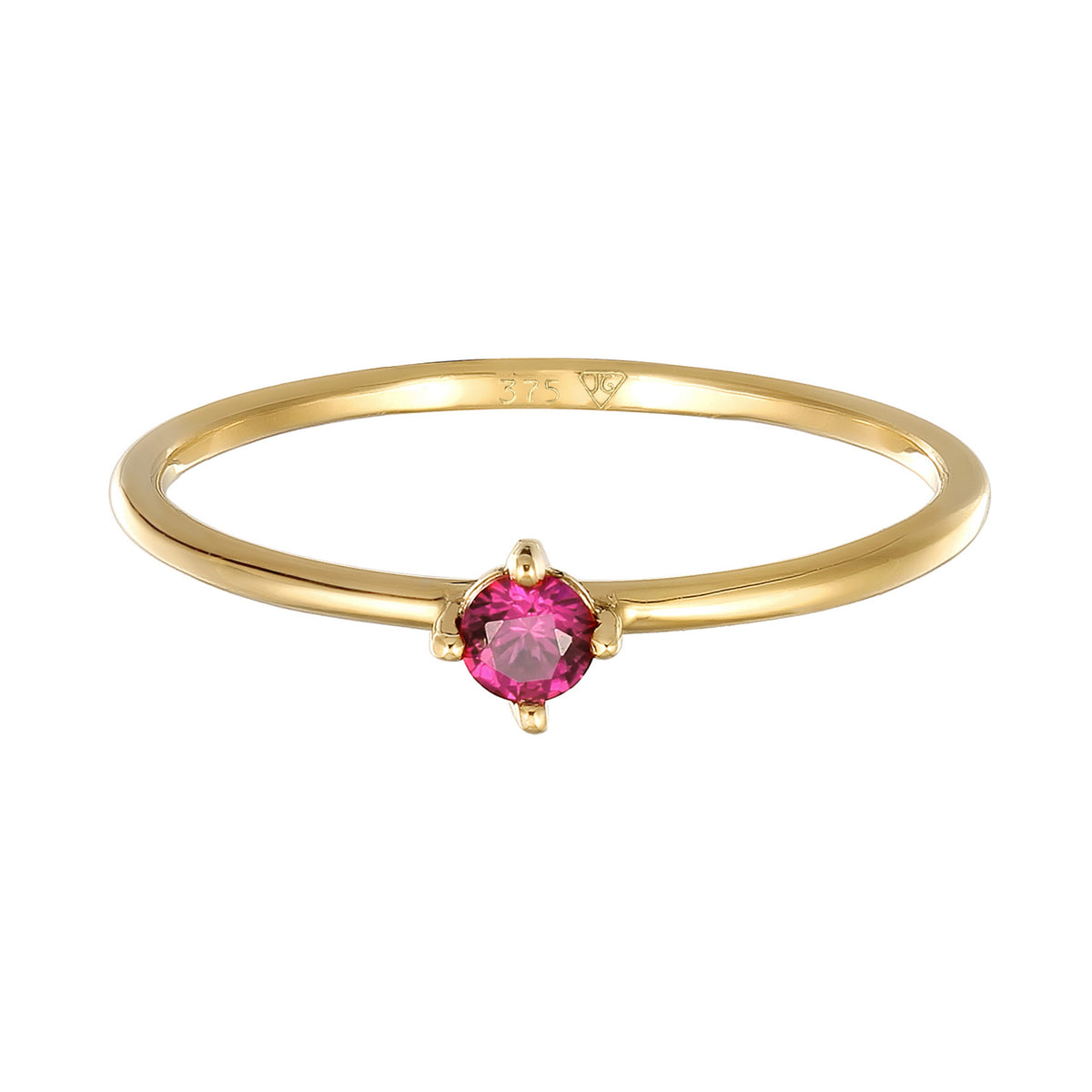 Gold - Elli PREMIUM | Solitär-Ring | Synthetischer Rubin (Pink) | 375 Gelbgold