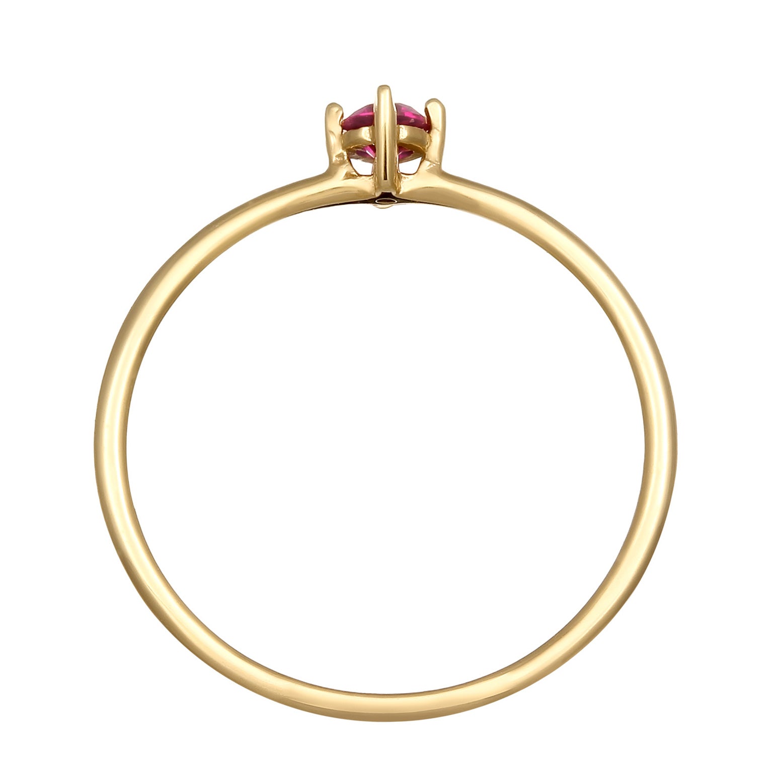 Gold - Elli PREMIUM | Solitär-Ring | Synthetischer Rubin (Pink) | 375 Gelbgold