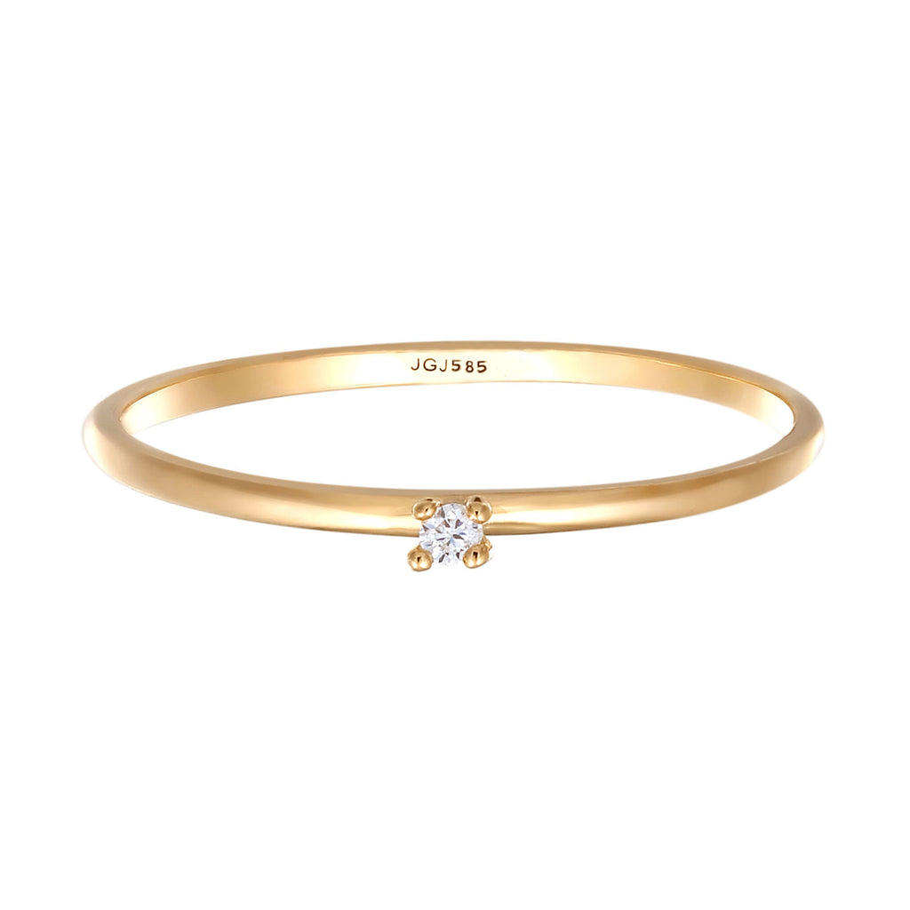 Gold - Elli DIAMONDS | Verlobungsring |Laborgerzüchteter Diamant (Weiß, 0.004 ct) | 585 Gelbgold