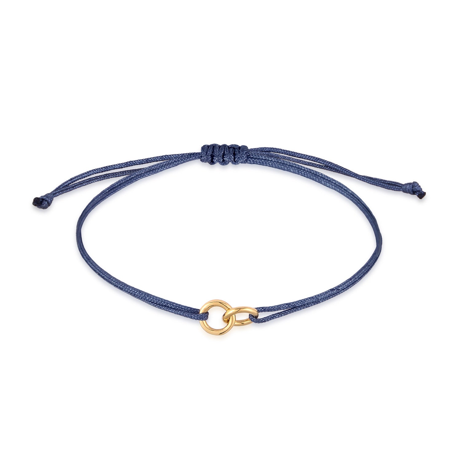 Blau - Elli | Kreis-Armband | 925 Sterling Silber vergoldet | Nylon