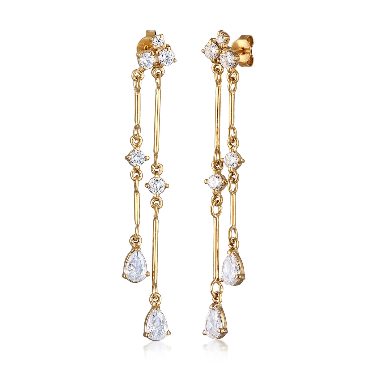 Gold - Elli PREMIUM | Ohrstecker Tropfen Anhänger | Topas (Weiß) | 925 Sterling Silber Vergoldet