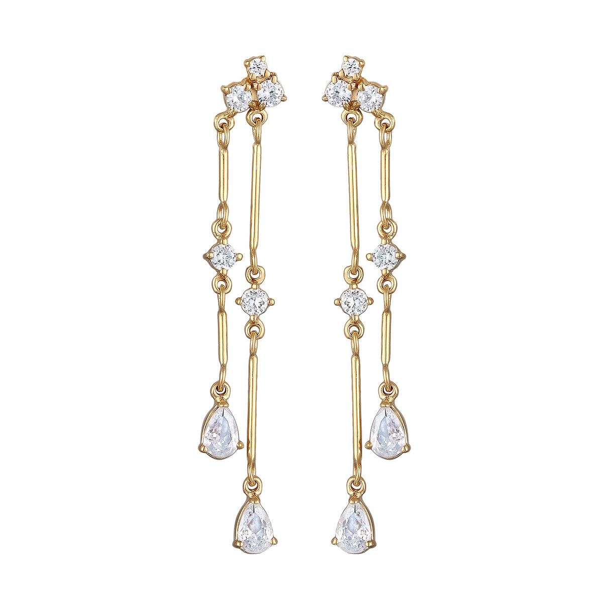 Gold - Elli PREMIUM | Ohrstecker Tropfen Anhänger | Topas (Weiß) | 925 Sterling Silber Vergoldet