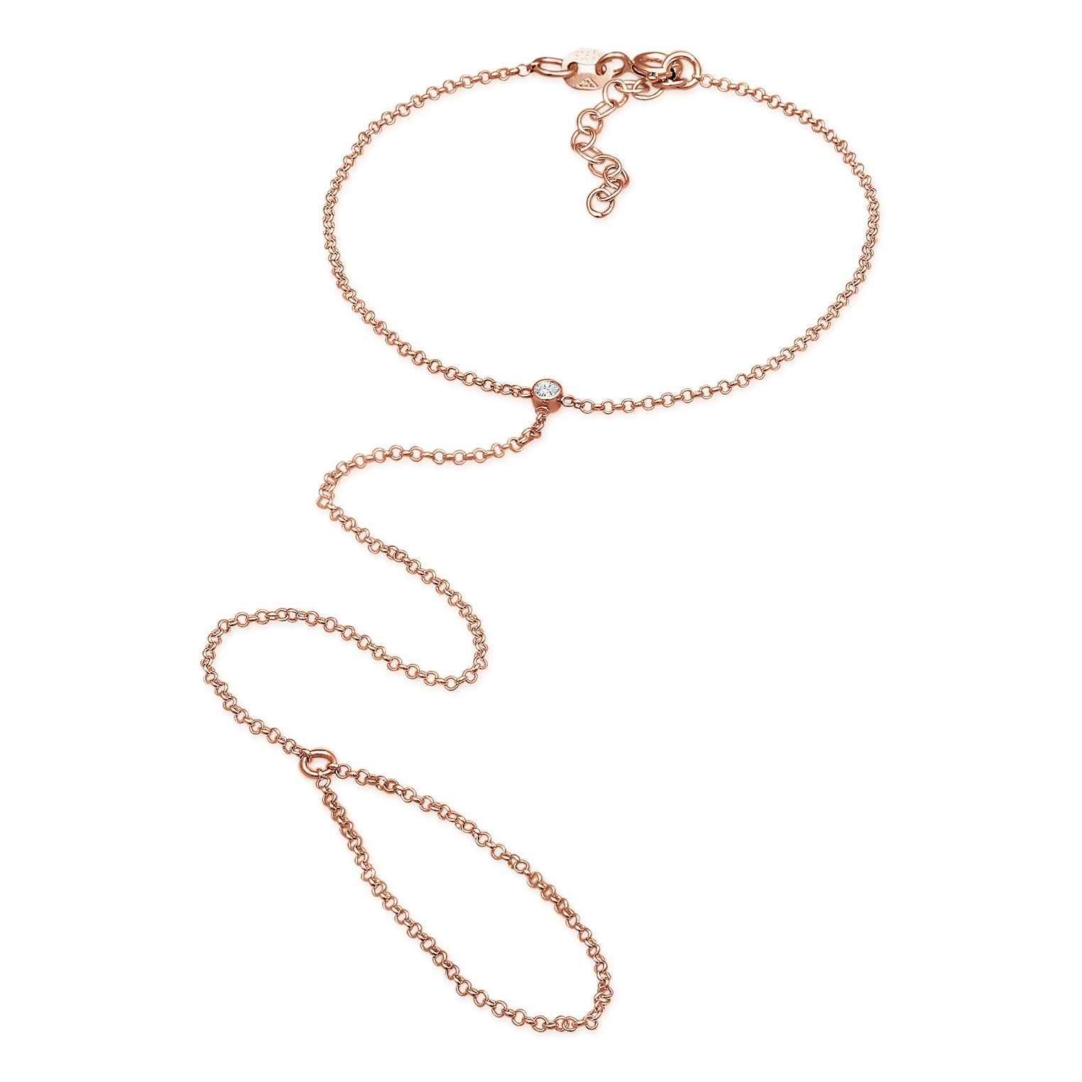 Roségold - Elli | Handkette | Mit Kristallen von Swarovski® (Weiß) | 925 Sterling Silber Rosévergoldet