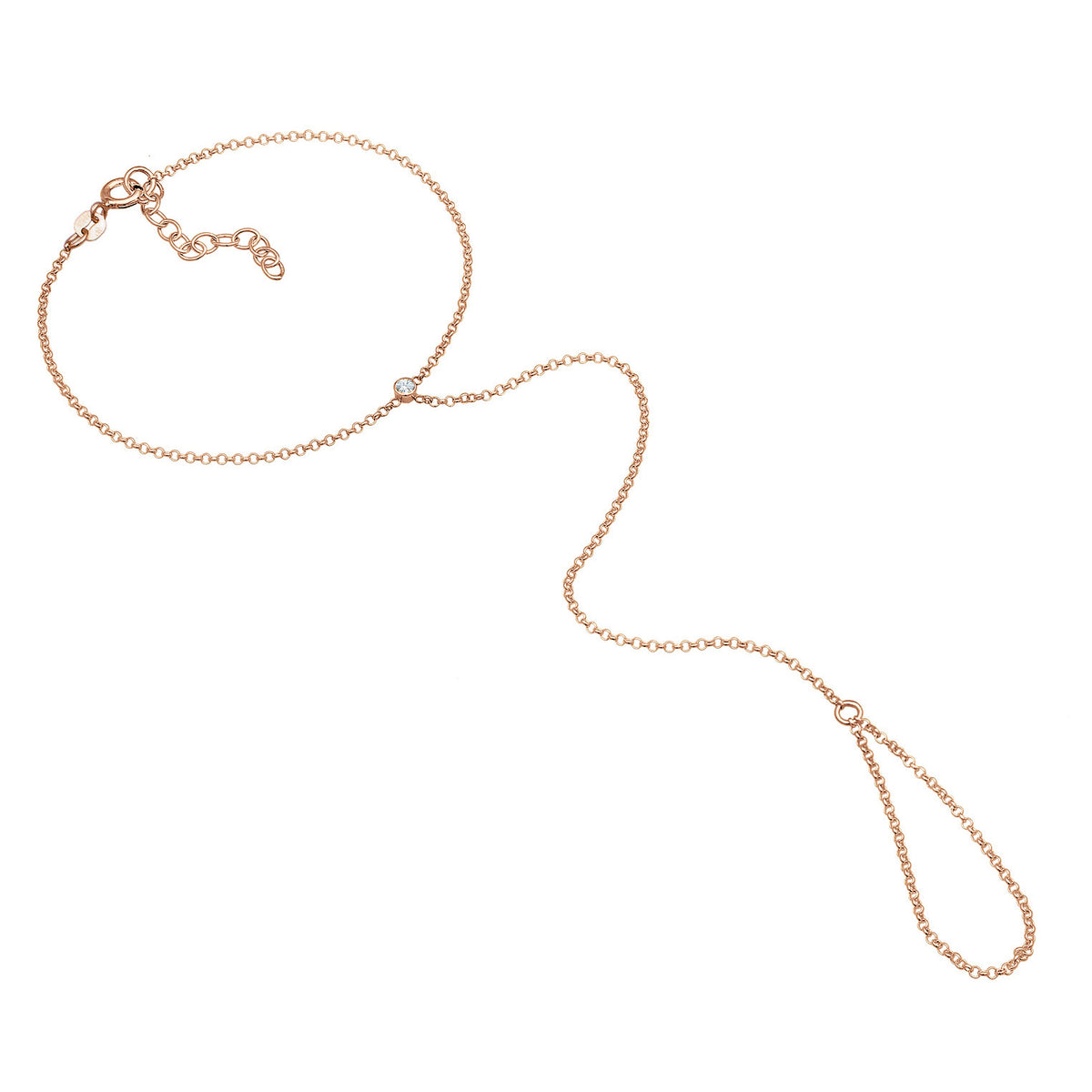 Roségold - Elli | Handkette | Mit Kristallen von Swarovski® (Weiß) | 925 Sterling Silber Rosévergoldet