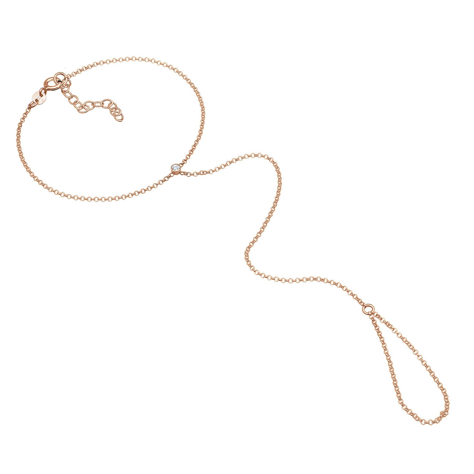 Roségold - Elli | Handkette | Mit Kristallen von Swarovski® (Weiß) | 925 Sterling Silber Rosévergoldet