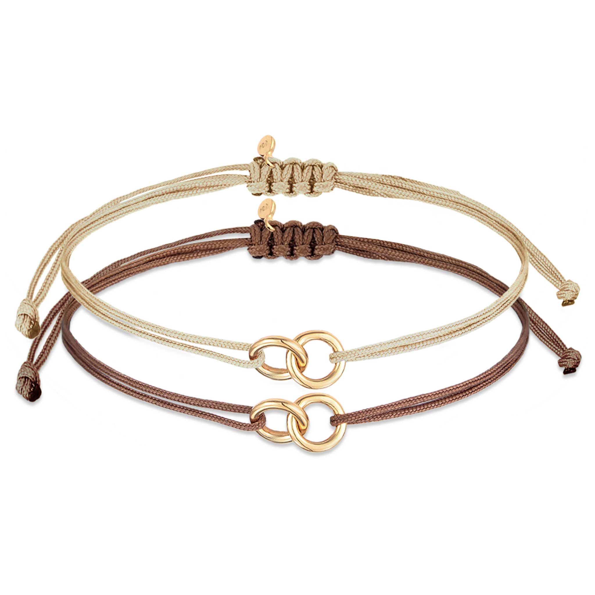 Gold - Elli | Armbandset Infinity Kreis | Nylon | 925 Silber vergoldet