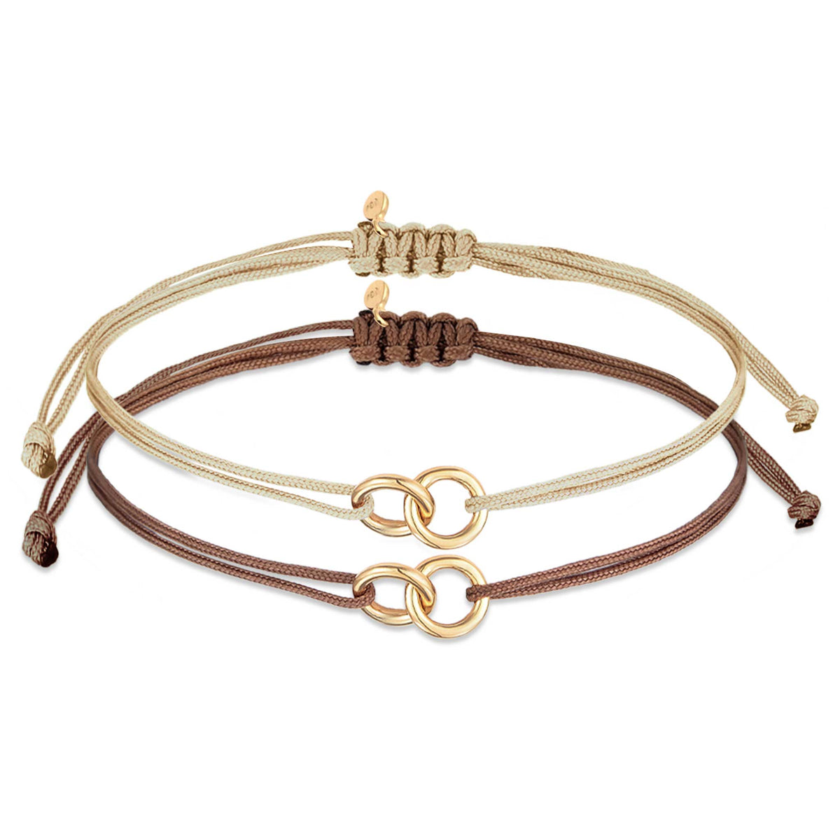 Gold - Elli | Armbandset Infinity Kreis | Nylon | 925 Silber vergoldet