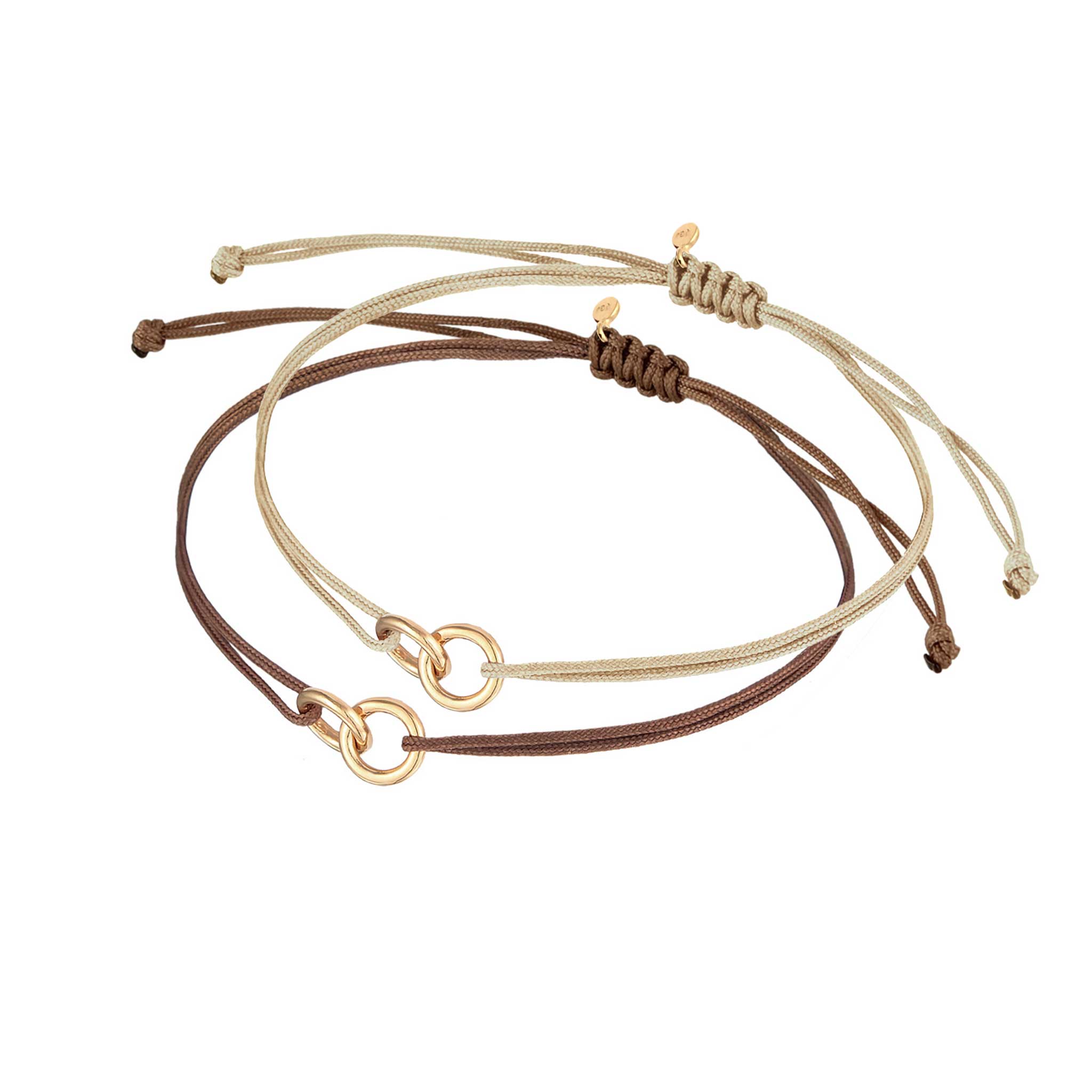 Gold - Elli | Armbandset Infinity Kreis | Nylon | 925 Silber vergoldet