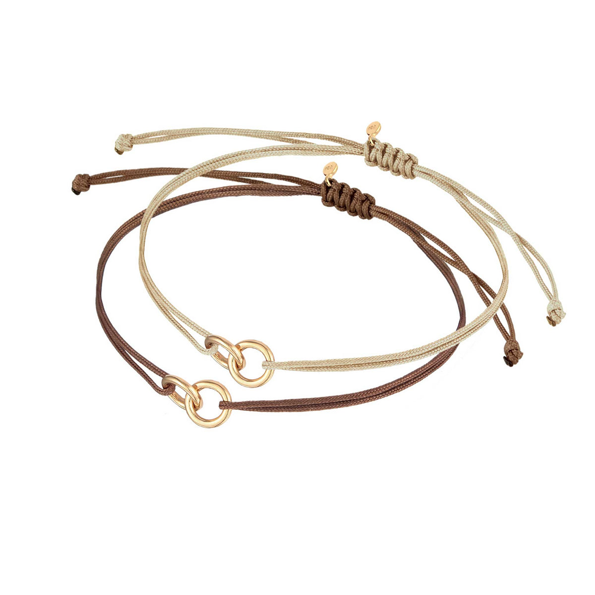 Gold - Elli | Armbandset Infinity Kreis | Nylon | 925 Silber vergoldet