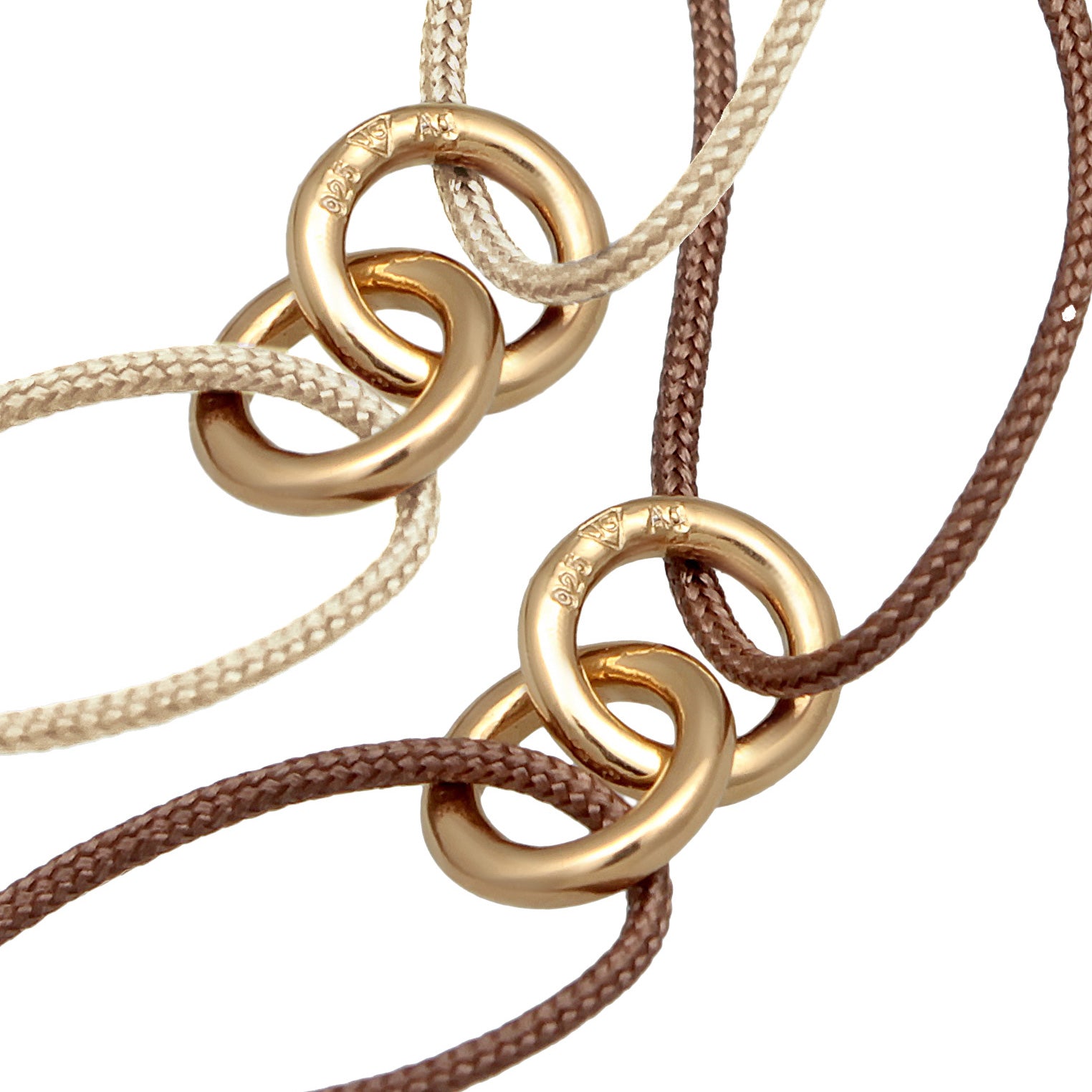 Gold - Elli | Armbandset Infinity Kreis | Nylon | 925 Silber vergoldet