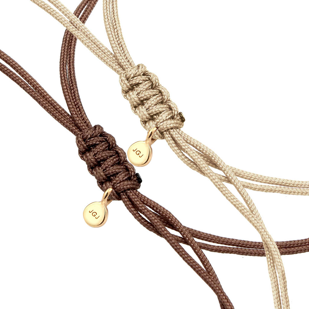 Gold - Elli | Armbandset Infinity Kreis | Nylon | 925 Silber vergoldet