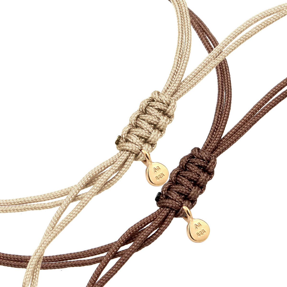 Gold - Elli | Armbandset Infinity Kreis | Nylon | 925 Silber vergoldet