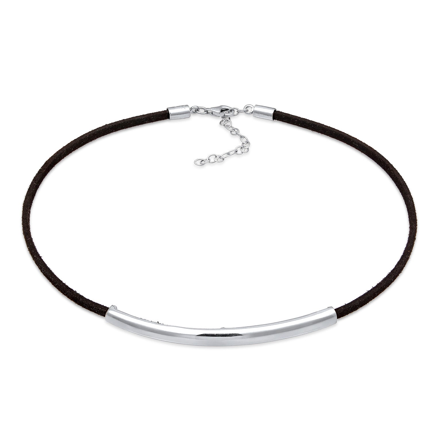 Silber - Elli | Choker | Synthetisches Leder (Schwarz) | 925 Sterling Silber