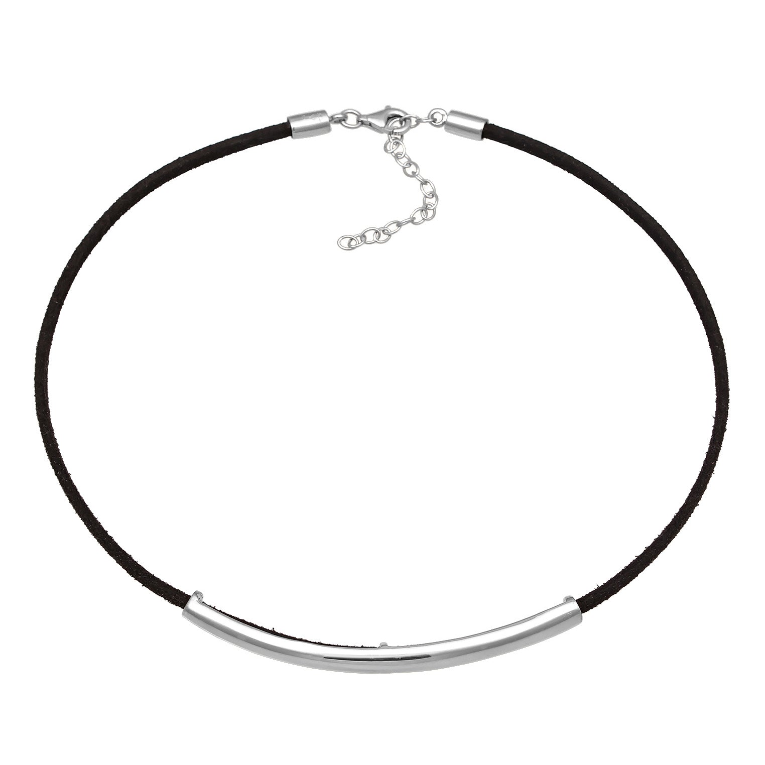 Silber - Elli | Choker | Synthetisches Leder (Schwarz) | 925 Sterling Silber