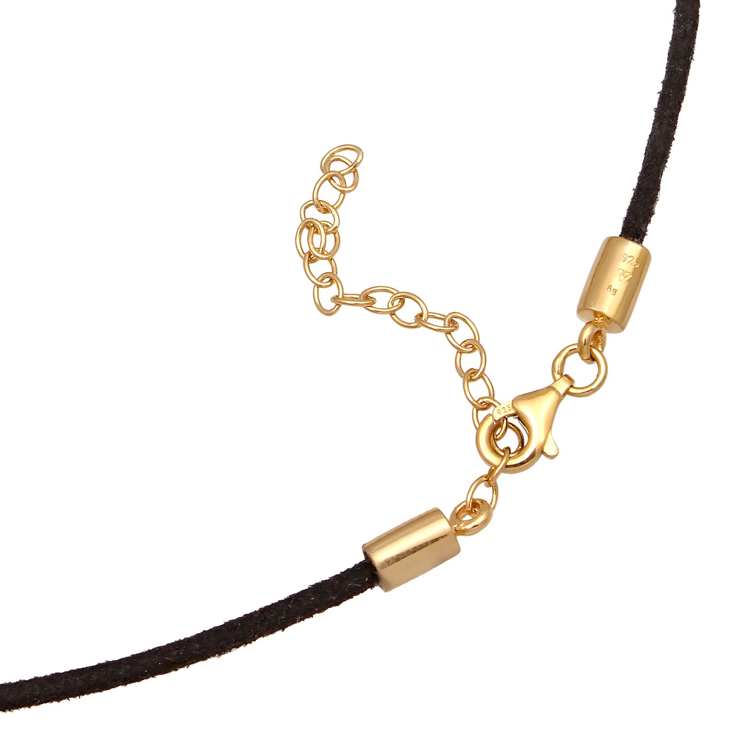 Gold - Elli | Choker | Synthetisches Leder (Schwarz) | 925 Sterling Silber vergoldet