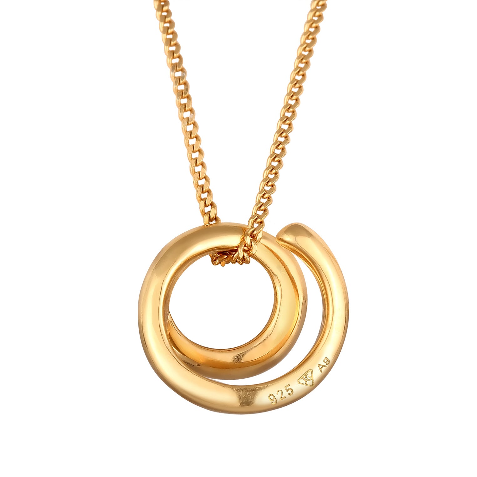 Gold - Elli | Halskette  Spirale Anhänger | 925 Sterling Silber vergoldet