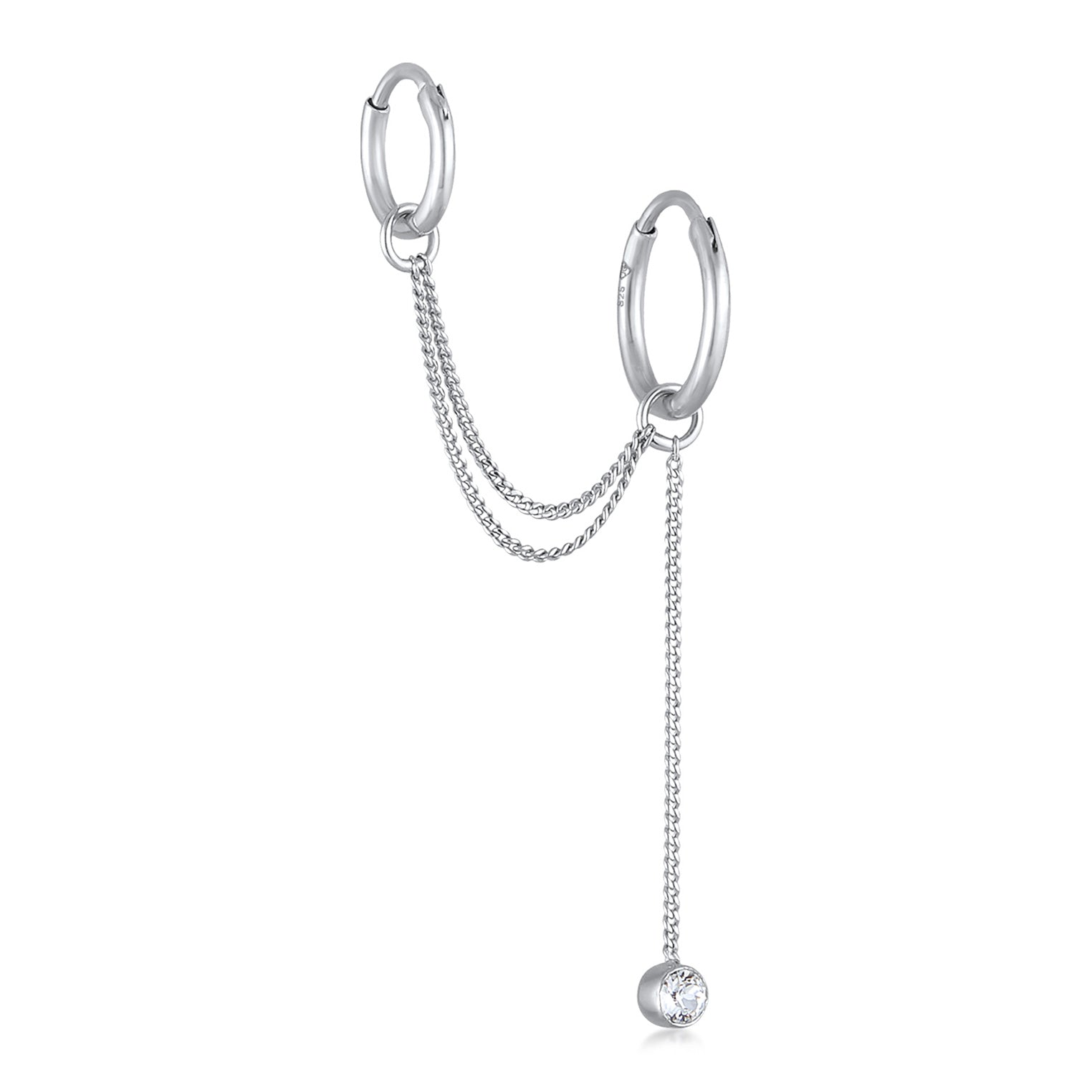 Silber - Elli | Creole Ear Chain | Mit Kristallen von Swarovski® (Weiß) | 925 Sterling Silber