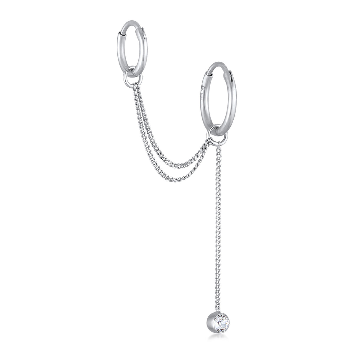 Silber - Elli | Creole Ear Chain | Mit Kristallen von Swarovski® (Weiß) | 925 Sterling Silber