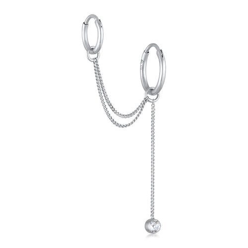 Silber - Elli | Creole Ear Chain | Mit Kristallen von Swarovski® (Weiß) | 925 Sterling Silber