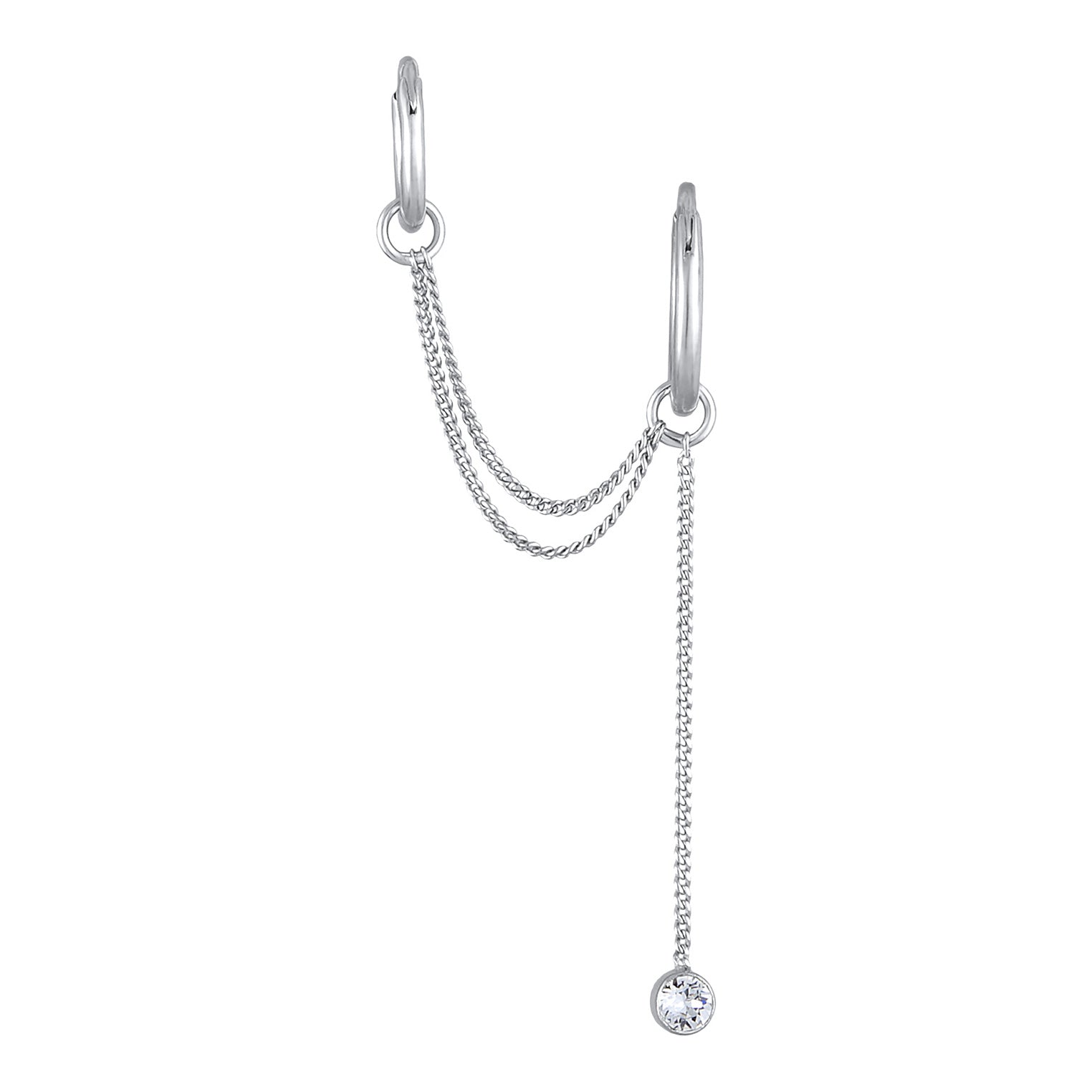 Silber - Elli | Creole Ear Chain | Mit Kristallen von Swarovski® (Weiß) | 925 Sterling Silber