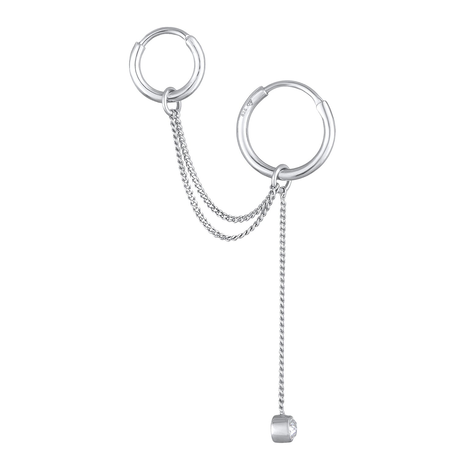 Silber - Elli | Creole Ear Chain | Mit Kristallen von Swarovski® (Weiß) | 925 Sterling Silber