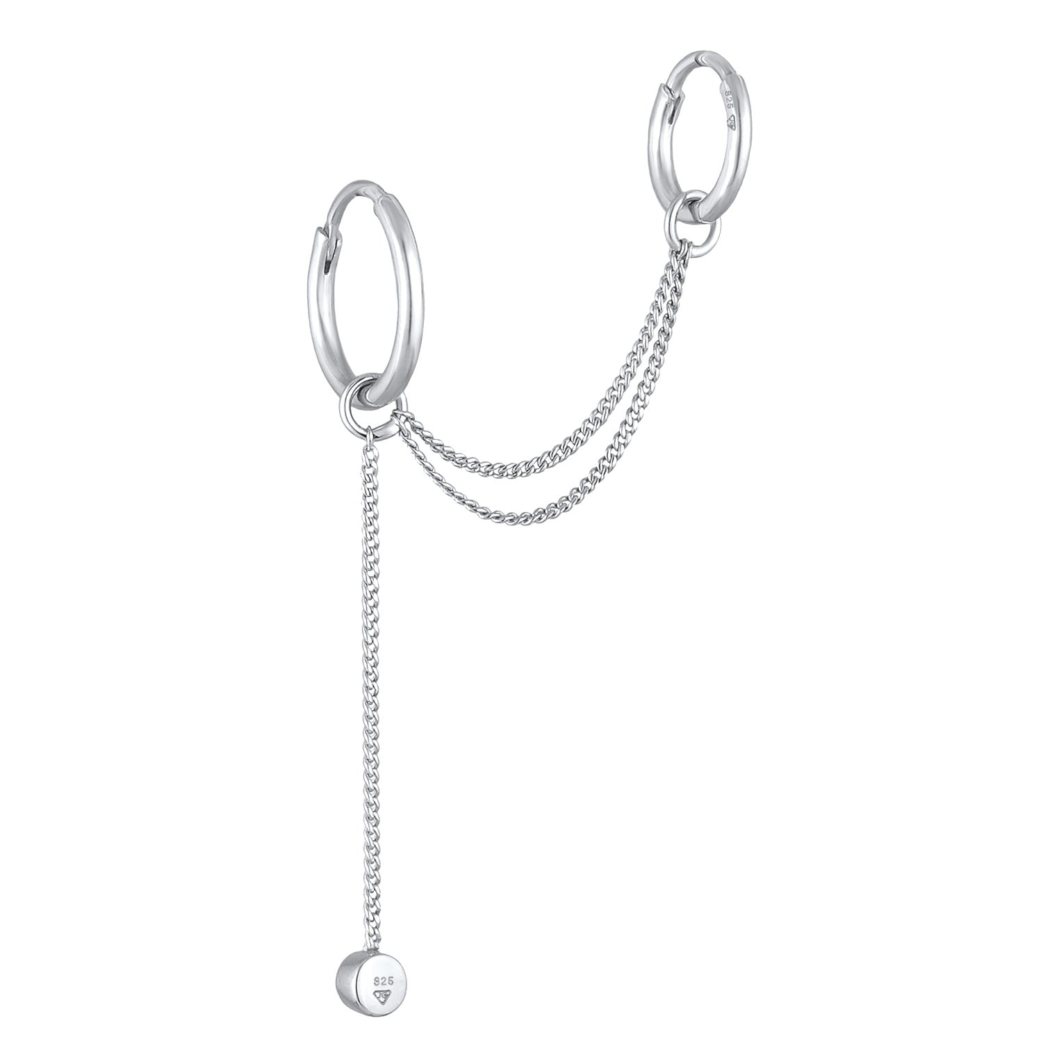 Silber - Elli | Creole Ear Chain | Mit Kristallen von Swarovski® (Weiß) | 925 Sterling Silber