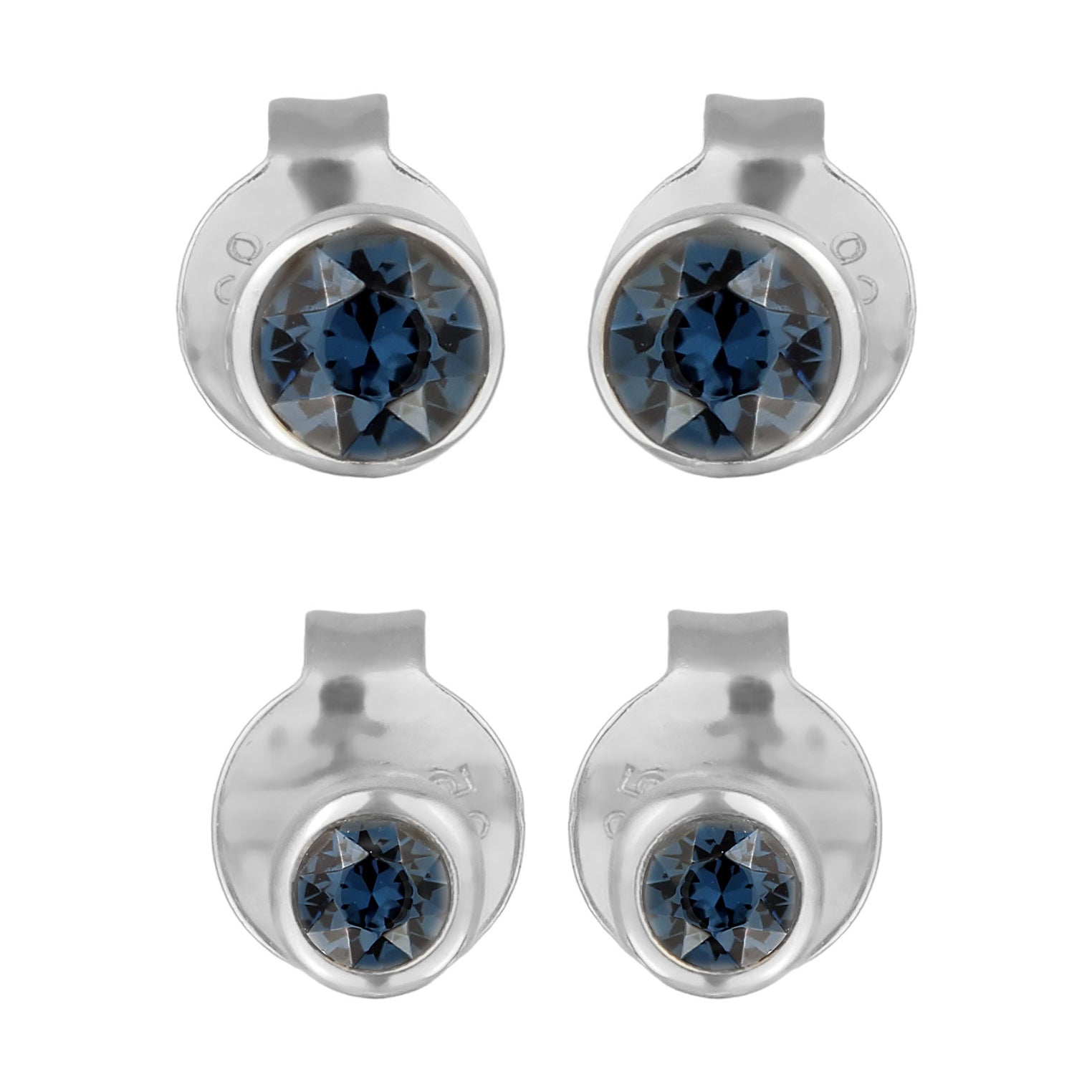 Blau - Elli | Ohrsteckerset | Glas Kristalle (Blau) | 925 Sterling Silber