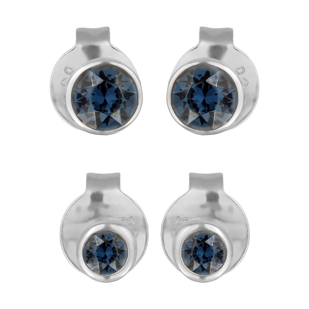 Silber - Elli | Ohrsteckerset | Glas Kristalle (Blau) | 925 Sterling Silber