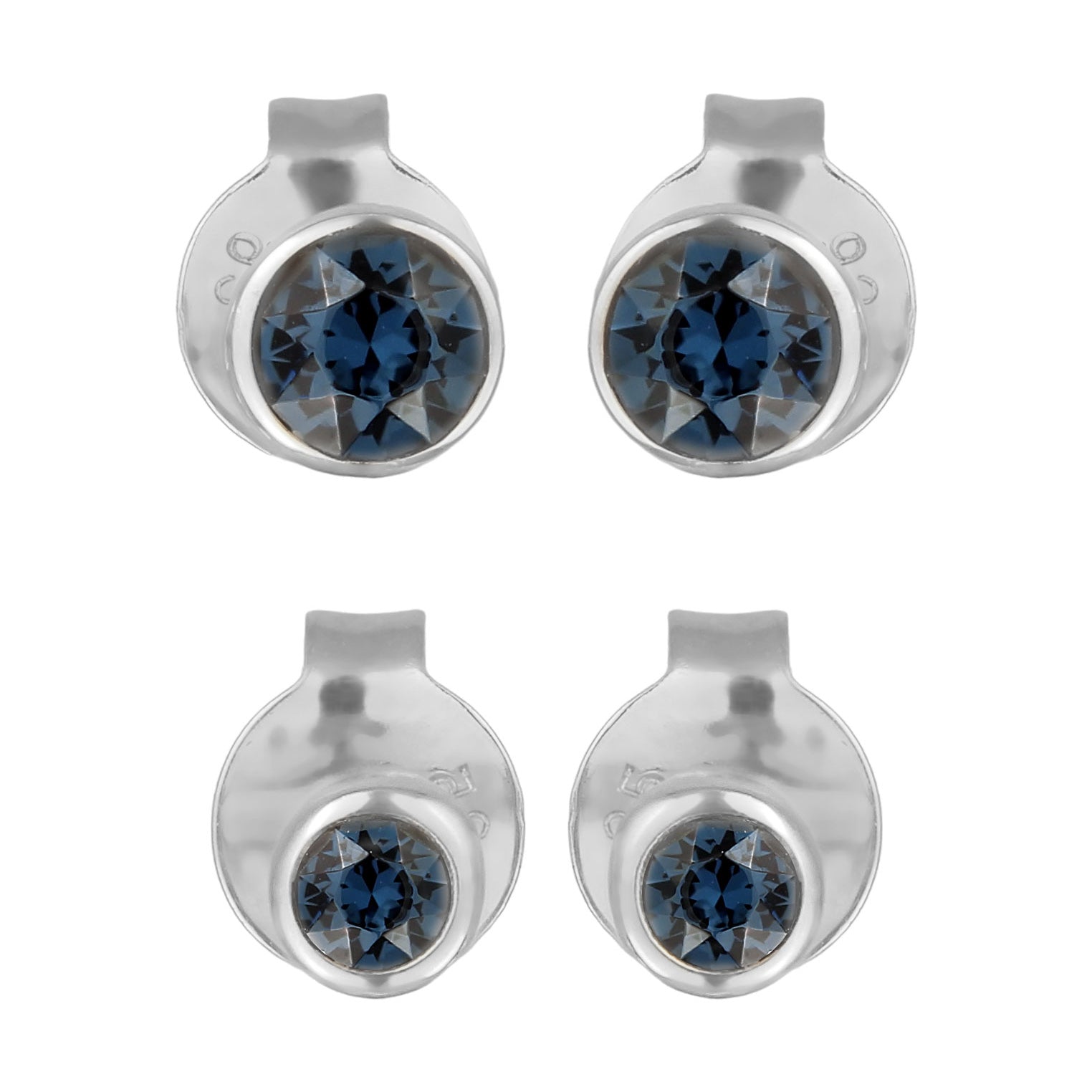Silber - Elli | Ohrsteckerset | Glas Kristalle (Blau) | 925 Sterling Silber
