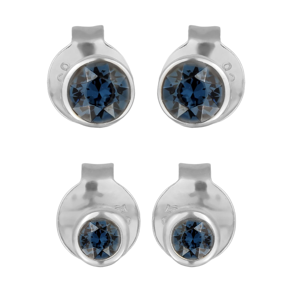 Silber - Elli | Ohrsteckerset | Glas Kristalle (Blau) | 925 Sterling Silber