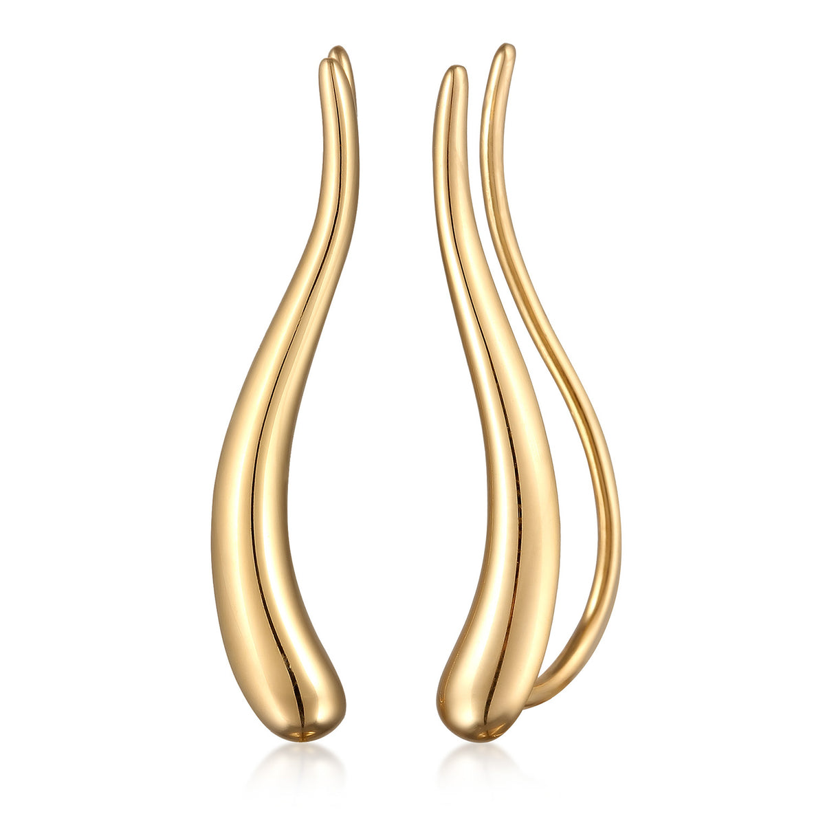 Gold - Elli | Earclimber Welle | 925 Sterling Silber vergoldet