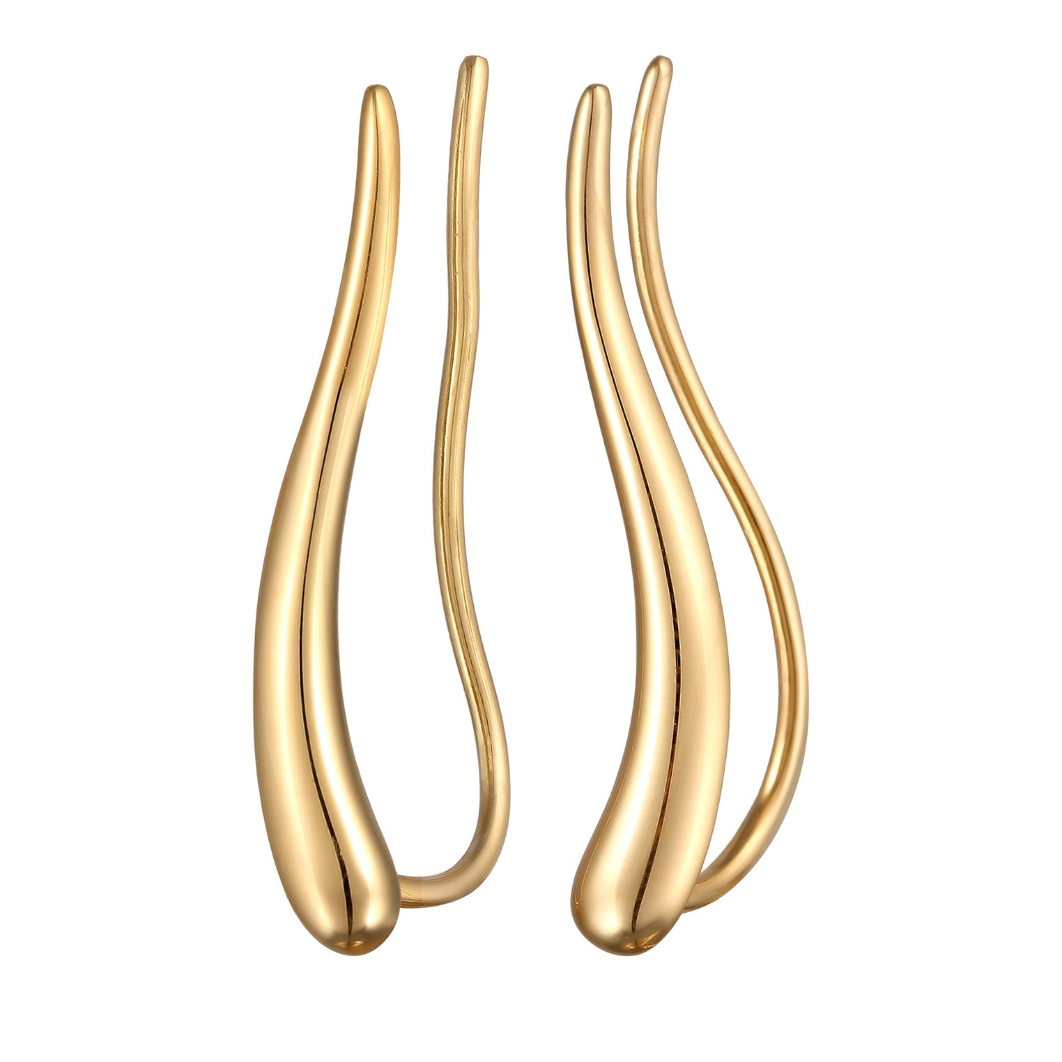 Gold - Elli | Earclimber Welle | 925 Sterling Silber vergoldet