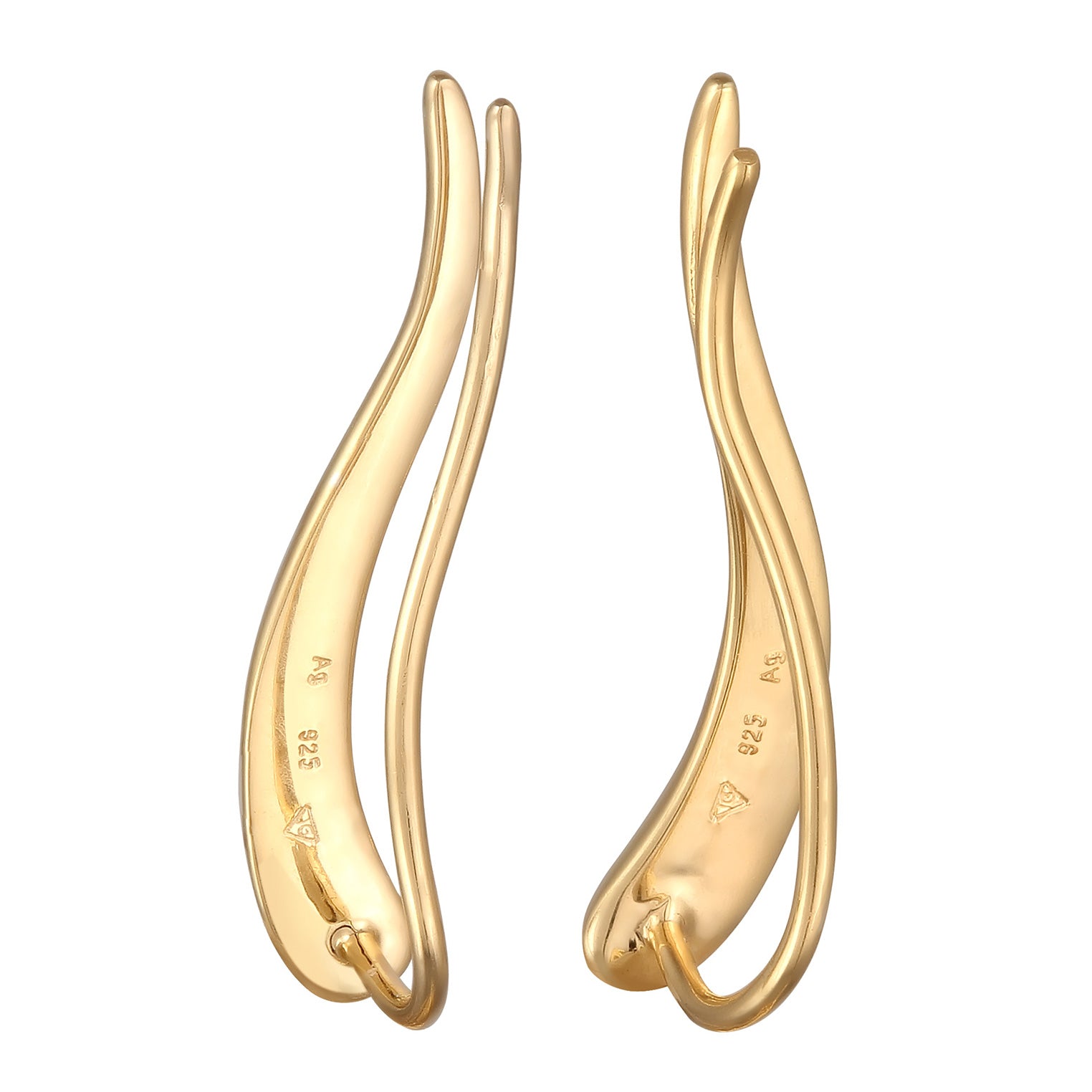 Gold - Elli | Earclimber Welle | 925 Sterling Silber vergoldet