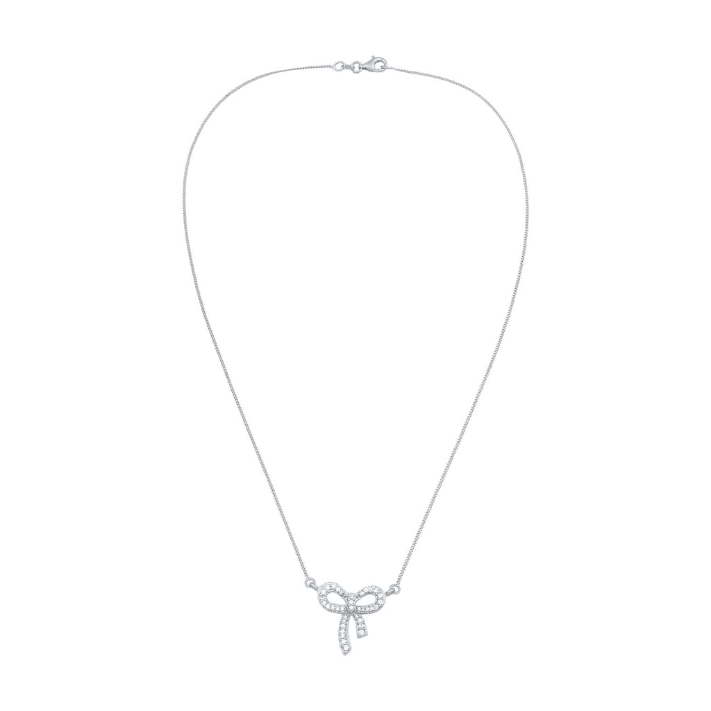 Silber - Elli | Halskette Schleife | Zirkonia (Weiß) | 925 Sterling Silber