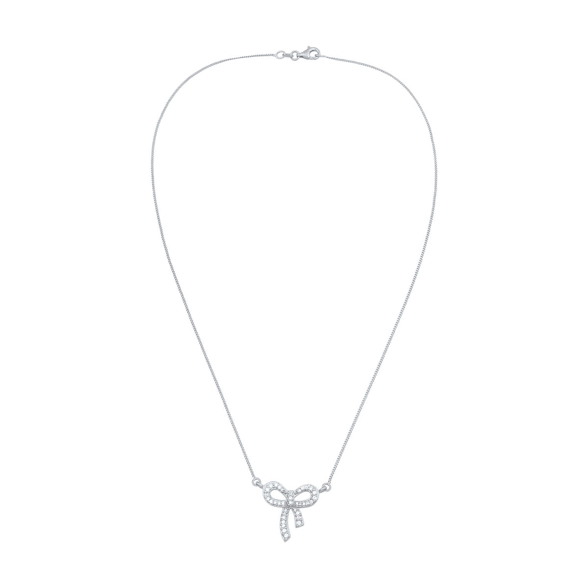 Silber - Elli | Halskette Schleife | Zirkonia (Weiß) | 925 Sterling Silber