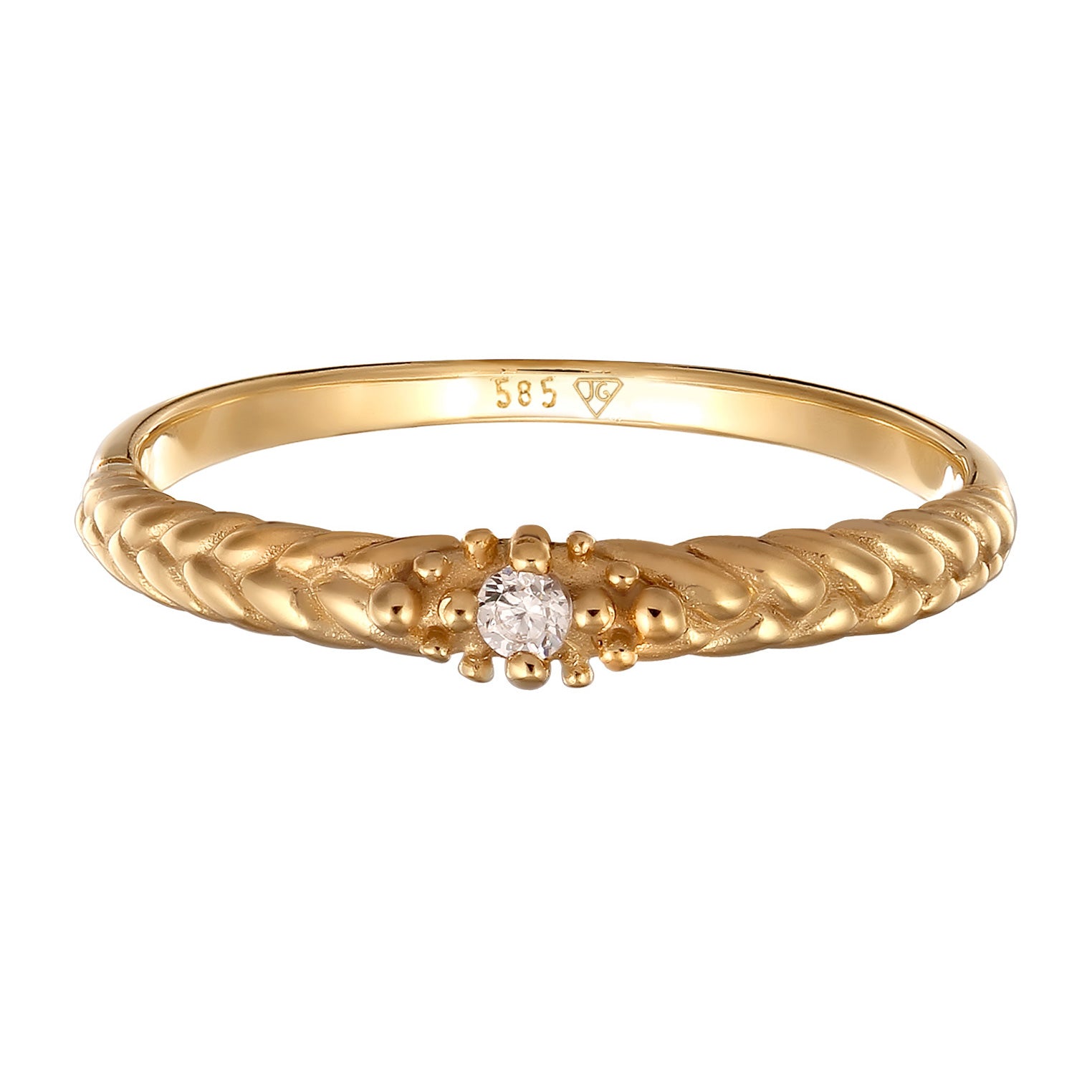 Gold - Elli DIAMONDS | Verlobungsring Geflochten | Diamant (Weiß, 0.006 ct) | 585 Gelbgold