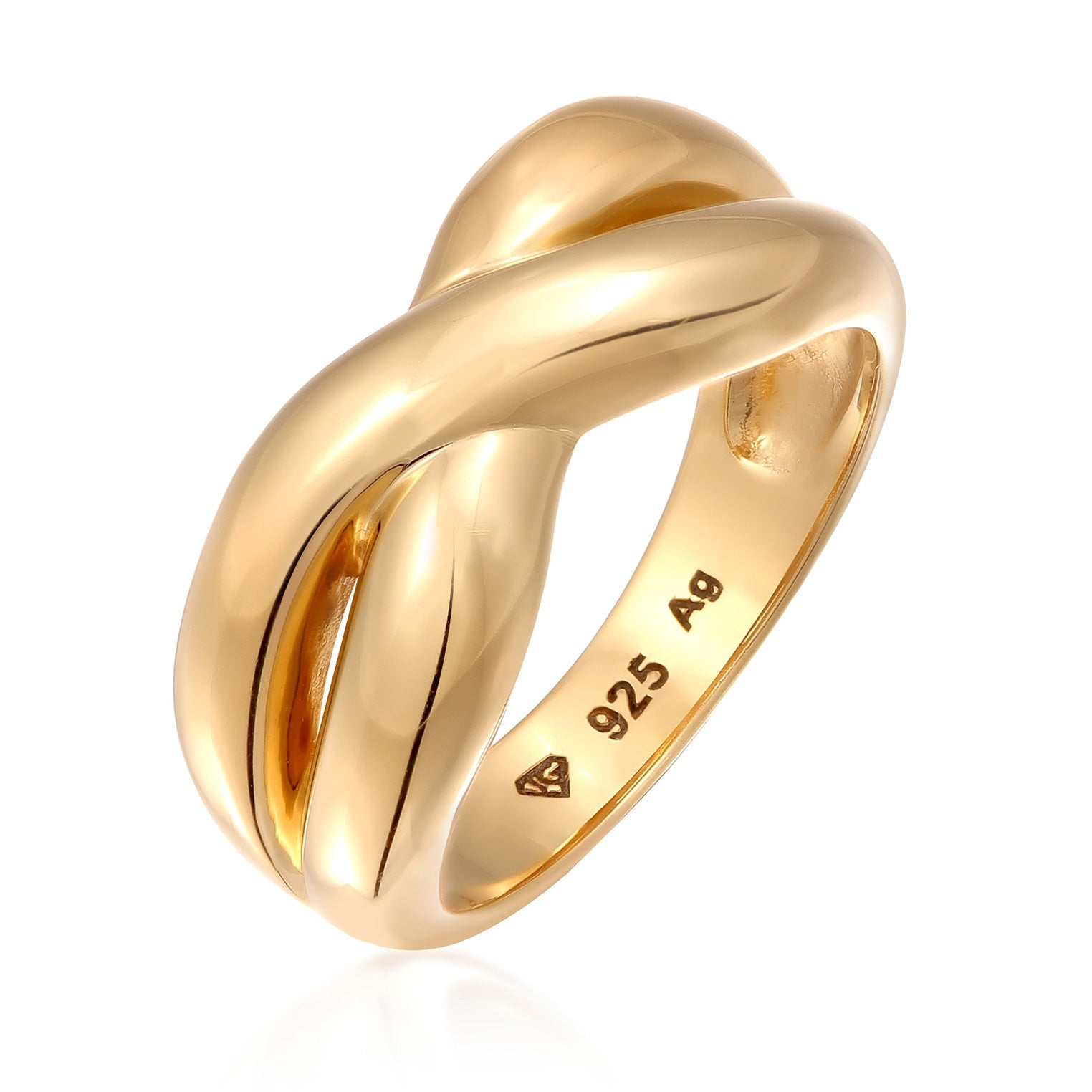 Gold - Elli PREMIUM | Ring Kreuz | 925 Sterling Silber vergoldet