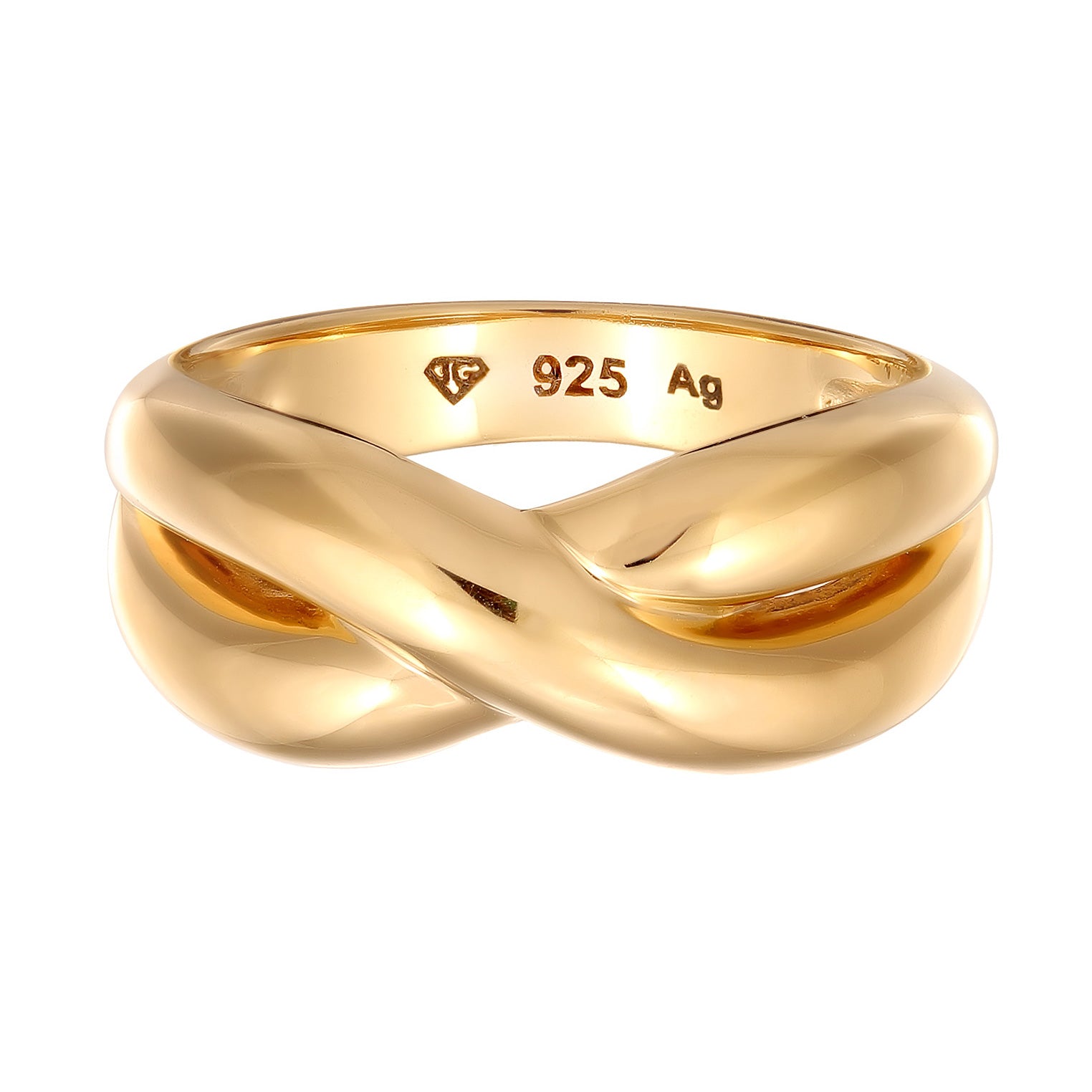 Gold - Elli PREMIUM | Ring Kreuz | 925 Sterling Silber vergoldet