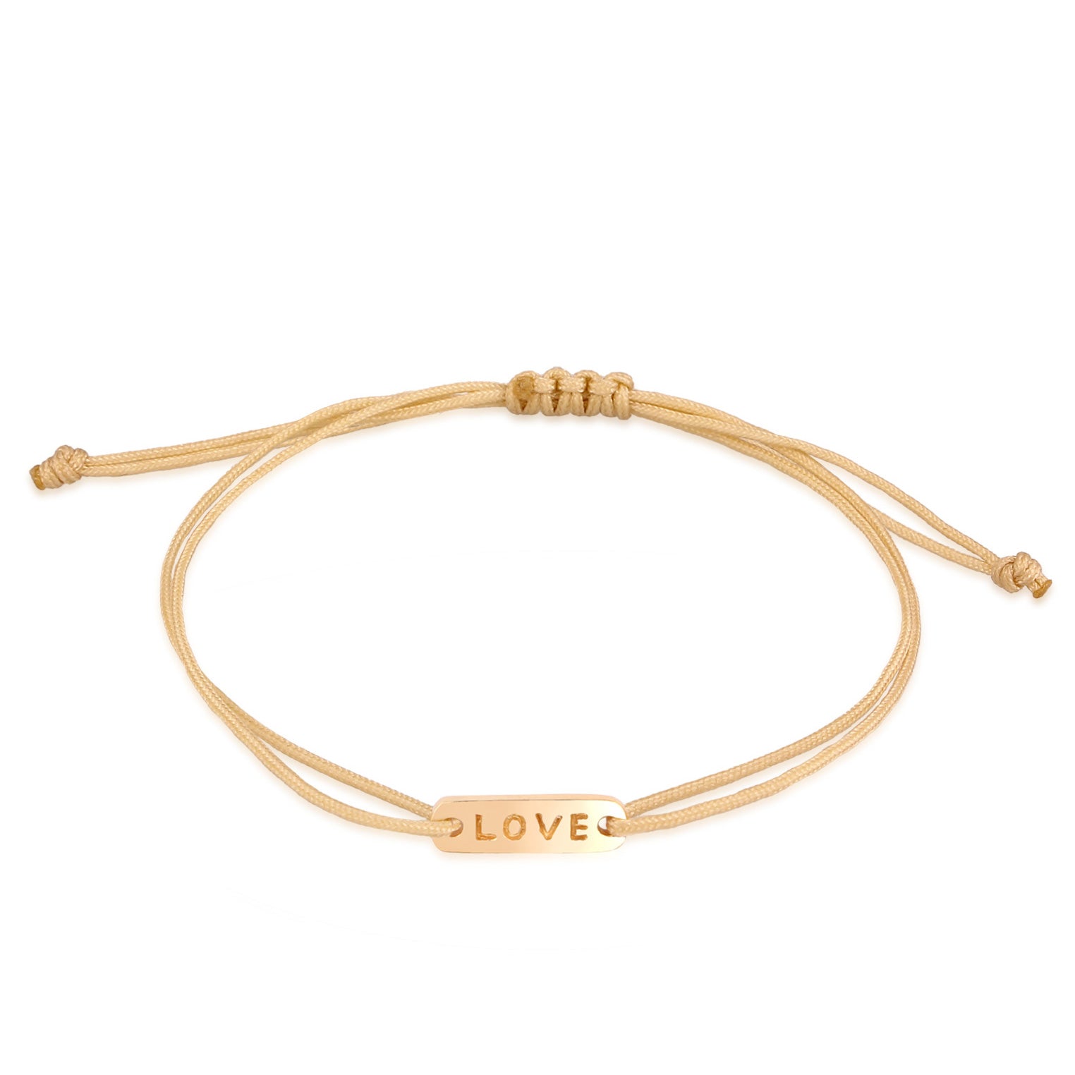 Gold - Elli | Armband "LOVE" | Nylon | 925 Sterling Silber vergoldet