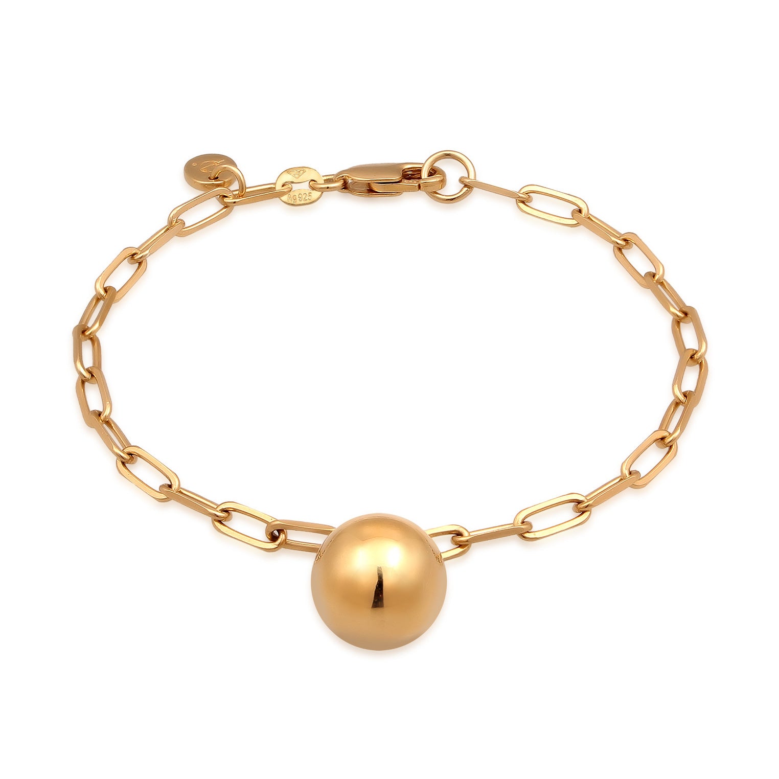 Gold - Elli PREMIUM | Glieder-Armband Kugel | 925 Sterling Silber vergoldet