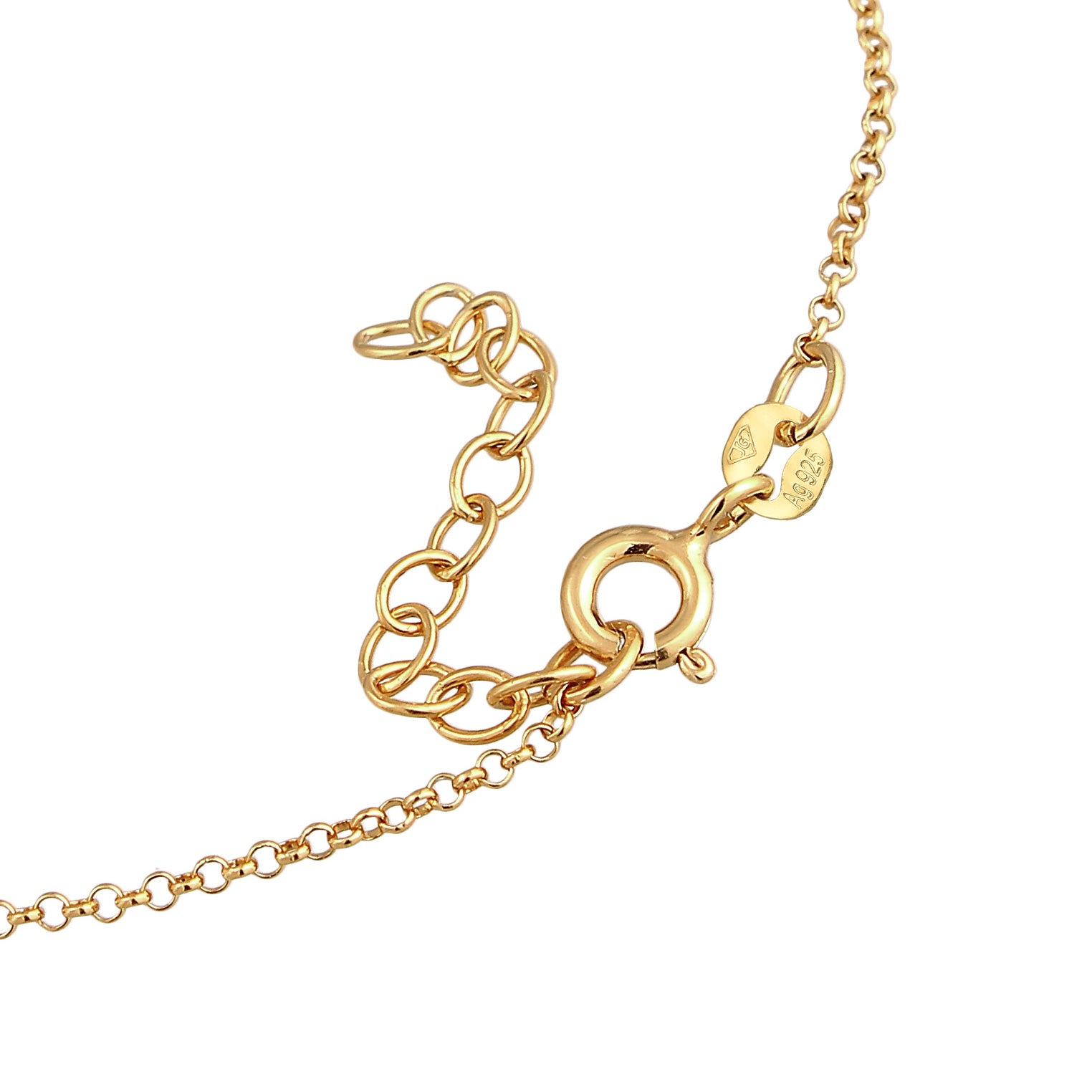 Gold - Elli | Armband Handchain | Kristalle (Grün) | 925er Sterling Silber Vergoldet