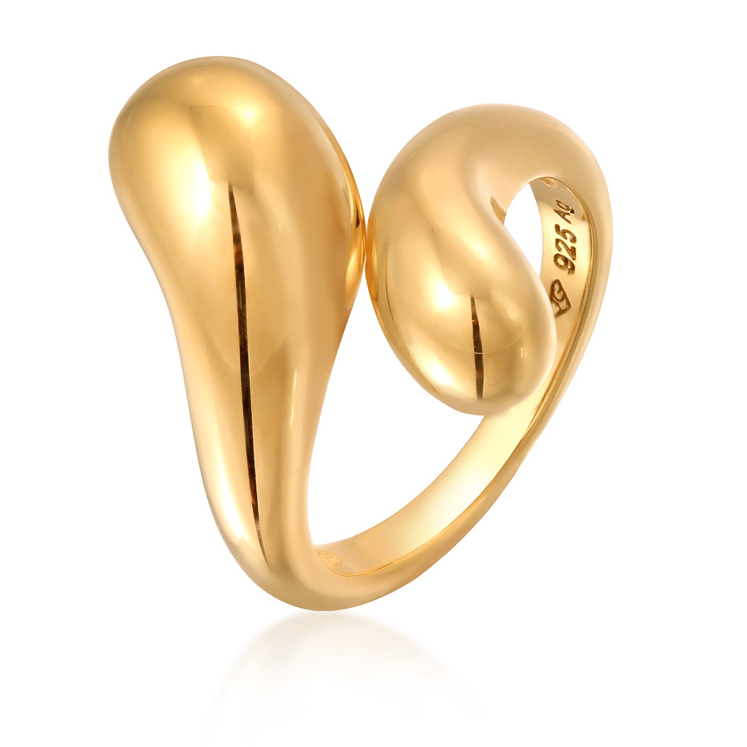 Gold - Elli PREMIUM | Wickelring Tropfen | 925 Sterling Silber vergoldet